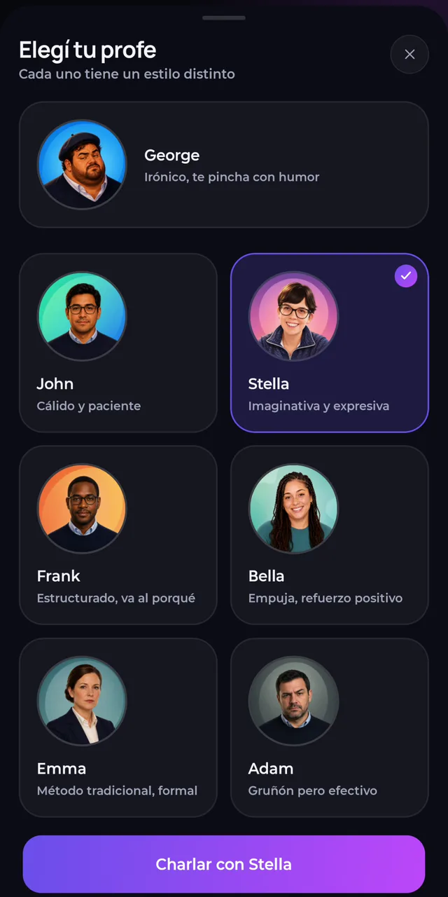 Selección de profesores en CharlAI